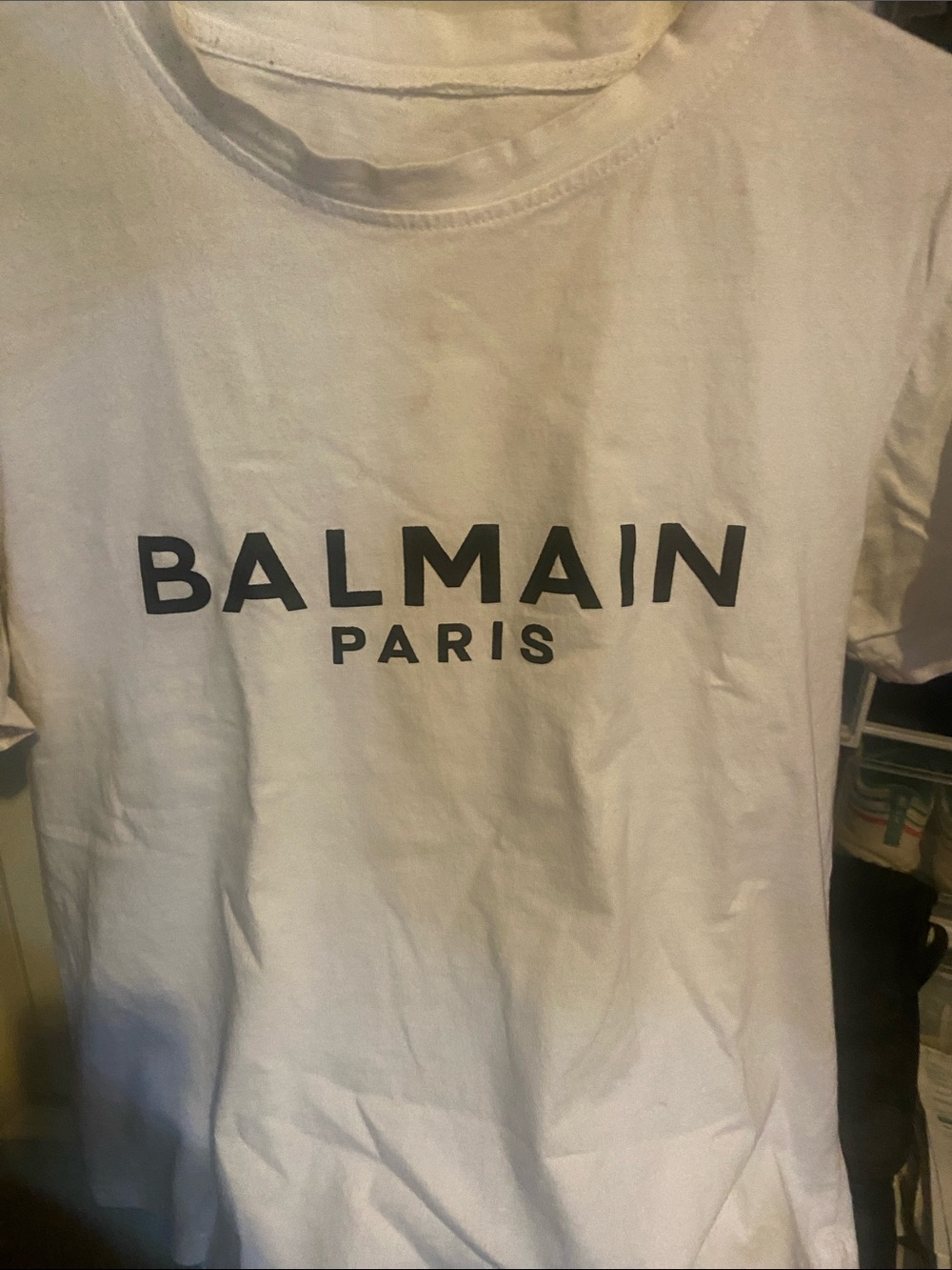 Balmain White Tee with Black Logo size M Women’s